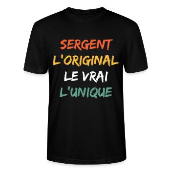 sergent - T-shirt bio CRAFTER Stanley Stella Unisexe - noir - Devant - Alina (178cm) & Michal (187cm)