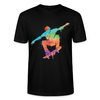 Skateboarder Skateboard Mädchen Skater Kinder - Stanley/Stella Unisex Bio-T-Shirt CRAFTER - Schwarz - Vorne - Alina (178cm) & Michal (187cm)