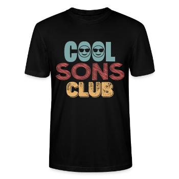 Cool Sons Club Groovy Retro Dad Mom Father's Day - Stanley/Stella CRAFTER Unisex Organic T-Shirt - black - Front - Alina (178cm) & Michal (187cm)