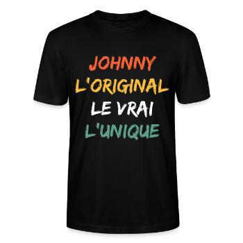 Johnny - T-shirt bio CRAFTER Stanley Stella Unisexe - noir - Devant - Alina (178cm) & Michal (187cm)