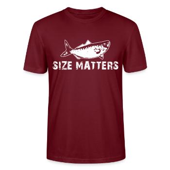 Size Matters - Fishing Fishing Angler Fisherman Fish - Stanley/Stella CRAFTER Unisex Organic T-Shirt - burgundy - Front - Alina (178cm) & Michal (187cm)