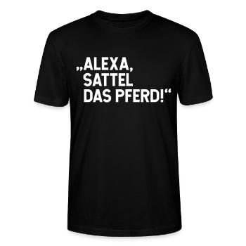 Alexa sattel das Perd - Farbwechsel - Stanley/Stella Unisex Bio-T-Shirt CRAFTER - Schwarz - Vorne - Alina (178cm) & Michal (187cm)