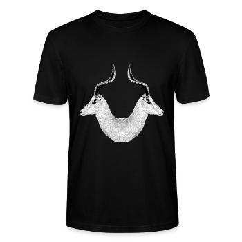 Impala Doppelkopf Liebhaber Afrika Wandern - Stanley/Stella Unisex Bio-T-Shirt CRAFTER - Schwarz - Vorne - Alina (178cm) & Michal (187cm)