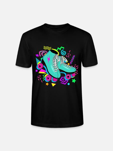 Roller skates retro neon - Stanley/Stella CRAFTER Unisex Organic T-Shirt - black