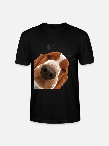 Curious Welsh Springer Spaniel Dog - Stanley/Stella CRAFTER Unisex Organic T-Shirt - black