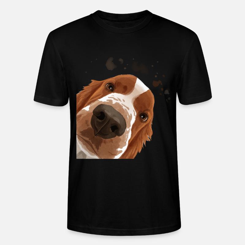 Curieux Welsh Springer Spaniel chien - T-shirt bio CRAFTER Stanley Stella Unisexe - noir