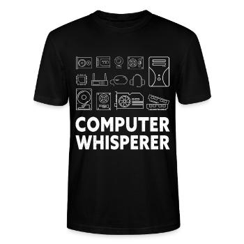 Tech Support Nerds Geek... Programmierer & Nerd - Stanley/Stella Unisex Bio-T-Shirt CRAFTER - Schwarz - Vorne - Alina (178cm) & Michal (187cm)