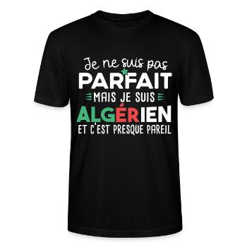 Algérien homme fier. Algérie. Cadeau t-shirt pays - T-shirt bio CRAFTER Stanley Stella Unisexe - noir - Devant - Alina (178cm) & Michal (187cm)