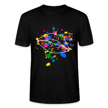 Volle LGBT Pride Lippen mit bunten Farbklecksen - Stanley/Stella Unisex Bio-T-Shirt CRAFTER - Schwarz - Vorne - Alina (178cm) & Michal (187cm)