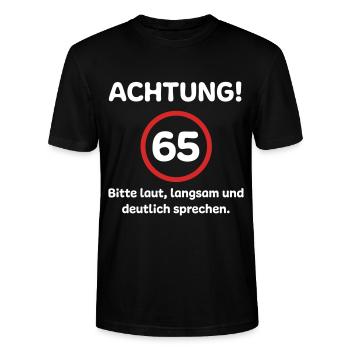 65. Geburtstag - Stanley/Stella Unisex Bio-T-Shirt CRAFTER - Schwarz - Vorne - Alina (178cm) & Michal (187cm)