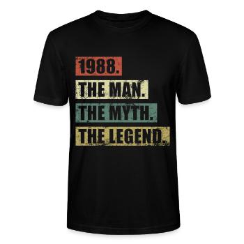 1988 Jahrgang Mann Mythos Legende - Stanley/Stella CRAFTER Unisex Organic T-Shirt - black - Front - Alina (178cm) & Michal (187cm)