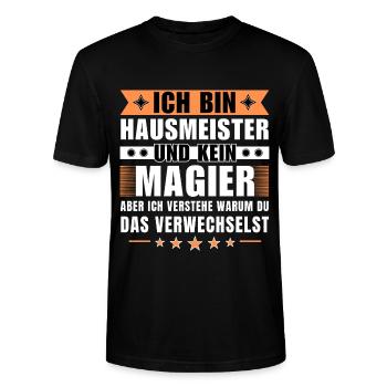 Ich bin Hausmeister und kein Magier - Stanley/Stella Unisex Bio-T-Shirt CRAFTER - Schwarz - Vorne - Alina (178cm) & Michal (187cm)