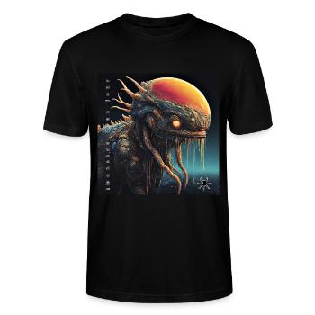 Monster #028 Cosmic Snooper - Stanley/Stella CRAFTER Unisex Organic T-Shirt - black - Front - Alina (178cm) & Michal (187cm)