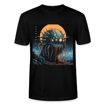 monstre #032 Blurp ? - T-shirt bio CRAFTER Stanley Stella Unisexe - noir - Devant - Alina (178cm) & Michal (187cm)