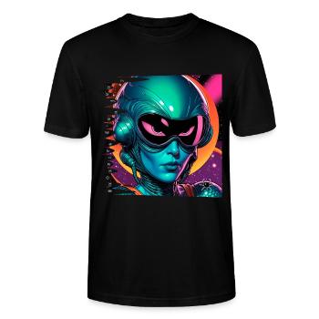 Monster #044 Space Captain - Stanley/Stella CRAFTER Unisex Organic T-Shirt - black - Front - Alina (178cm) & Michal (187cm)