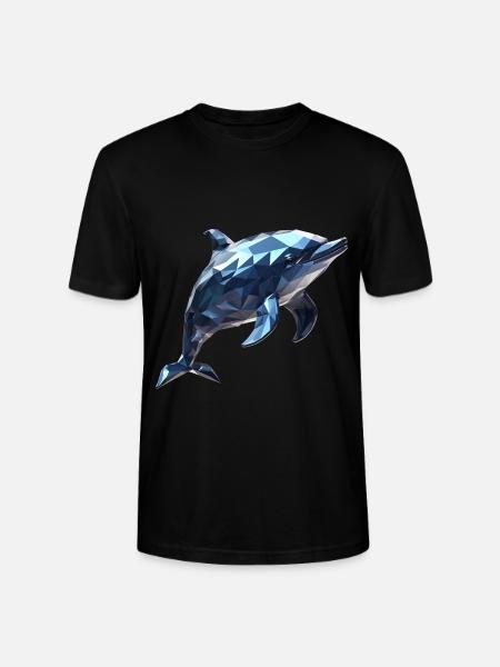 Geometric Style Dolphin - Stanley/Stella CRAFTER Unisex Organic T-Shirt - black