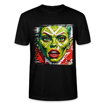 Monster #070 Green!! - Stanley/Stella CRAFTER Unisex Organic T-Shirt - black - Front - Alina (178cm) & Michal (187cm)