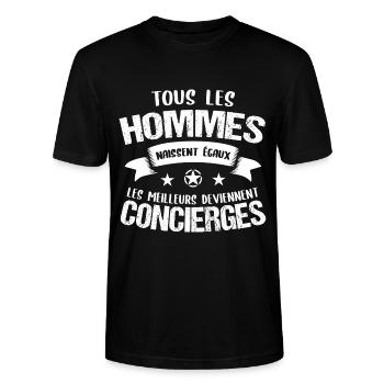 Concierge / Cadeau concierges - T-shirt bio CRAFTER Stanley Stella Unisexe - noir - Devant - Alina (178cm) & Michal (187cm)