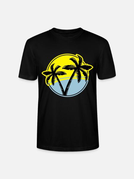 palm silhouette circle beach - Stanley/Stella CRAFTER Unisex Organic T-Shirt - black
