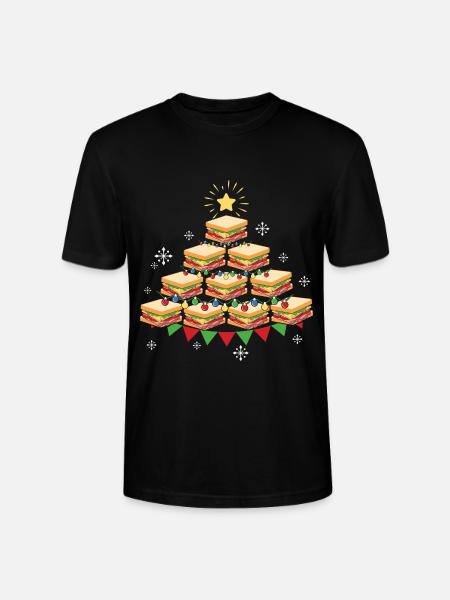 Fast Food Sandwich Christmas Tree - Stanley/Stella CRAFTER Unisex Organic T-Shirt - black