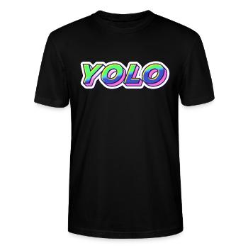 yolo, lustig, meme, junge leute, yolo design, lol - Stanley/Stella Unisex Bio-T-Shirt CRAFTER - Schwarz - Vorne - Alina (178cm) & Michal (187cm)