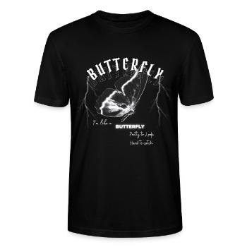 Pretty Like Butterfly - Stanley/Stella Unisex Bio-T-Shirt CRAFTER - Schwarz - Vorne - Alina (178cm) & Michal (187cm)