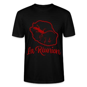 974 Insel La Réunion - Stanley/Stella Unisex Bio-T-Shirt CRAFTER - Schwarz - Vorne - Alina (178cm) & Michal (187cm)