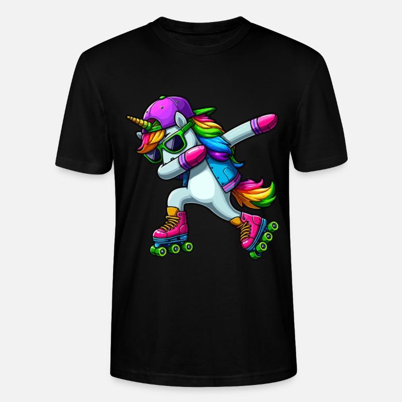 DABBENDES EINHORN AUF INLINERN - Stanley/Stella Unisex Bio-T-Shirt CRAFTER - Schwarz