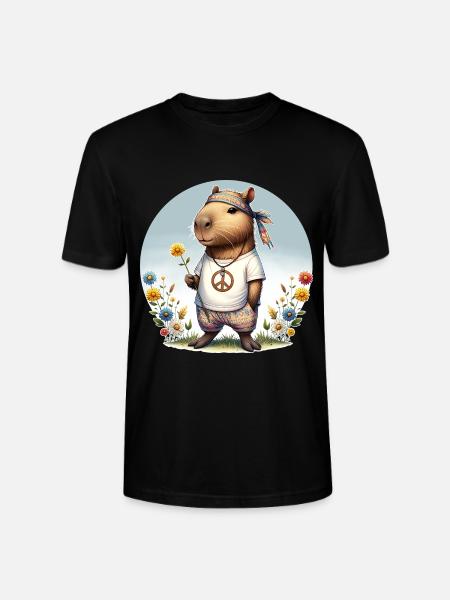 Capybara Hippie Peace - Stanley/Stella CRAFTER Unisex Organic T-Shirt - black