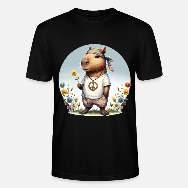 Capybara Hippie Paix - T-shirt bio CRAFTER Stanley Stella Unisexe - noir