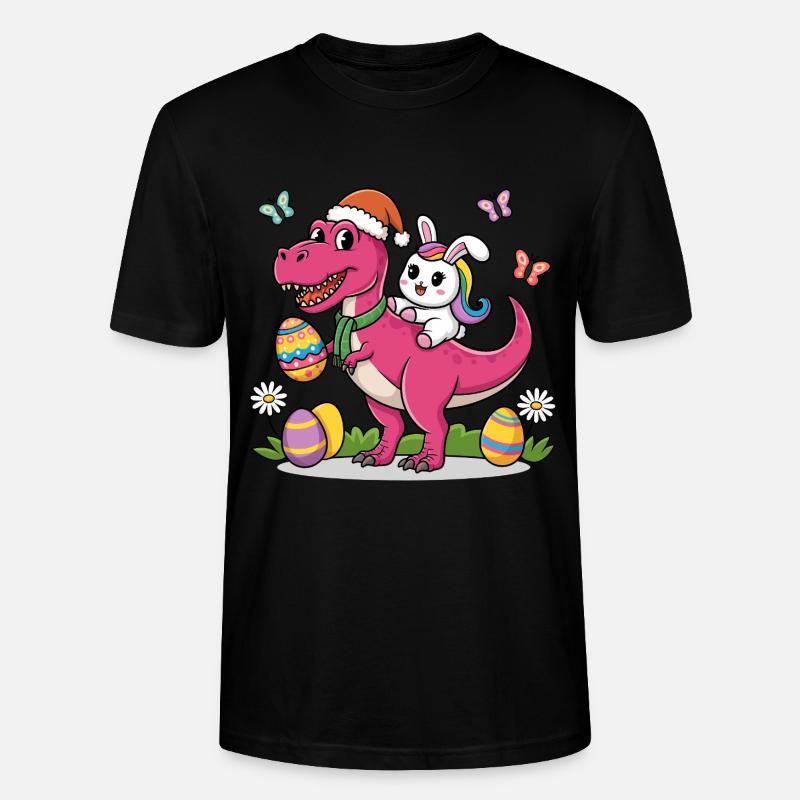 Easter Dinosaur Bunny Ears Easter - Stanley/Stella CRAFTER Unisex Organic T-Shirt - black