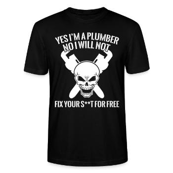 Plomberie - Plomberie - Cadeau - T-shirt bio CRAFTER Stanley Stella Unisexe - noir - Devant - Alina (178cm) & Michal (187cm)