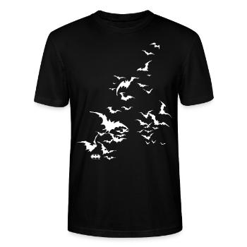 Batman 'Fledermaus Schwarm' Tee shirt Homme - T-shirt bio CRAFTER Stanley Stella Unisexe - noir - Devant - Alina (178cm) & Michal (187cm)
