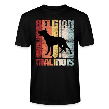 Belgian Malinois Retro - Stanley/Stella Unisex Bio-T-Shirt CRAFTER - Schwarz - Vorne - Alina (178cm) & Michal (187cm)