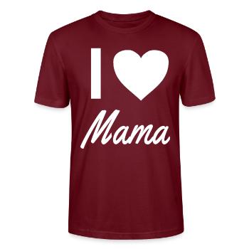 i love mama - Stanley/Stella CRAFTER Unisex Organic T-Shirt - burgundy - Front - Alina (178cm) & Michal (187cm)