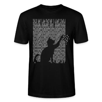 Katze spielt mit Binärcode - Stanley/Stella Unisex Bio-T-Shirt CRAFTER - Schwarz - Vorne - Alina (178cm) & Michal (187cm)