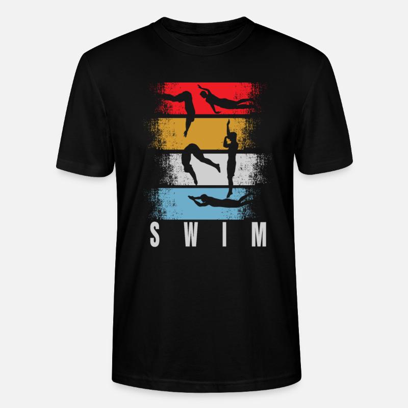 Schwimmen Retro - Stanley/Stella Unisex Bio-T-Shirt CRAFTER - Schwarz