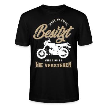 Simson, Simmi, DDR Ostalgie Wenn du keine Besitzt - Stanley/Stella Unisex Bio-T-Shirt CRAFTER - Schwarz - Vorne - Alina (178cm) & Michal (187cm)