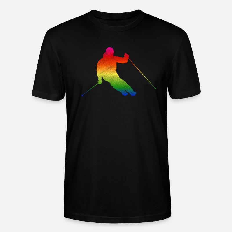 Skifahrer Regenbogen Wedeln - Stanley/Stella Unisex Bio-T-Shirt CRAFTER - Schwarz
