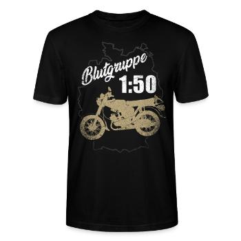 Blutgruppe 1:50 Benzin Kolben Moped Simson Osten - Stanley/Stella Unisex Bio-T-Shirt CRAFTER - Schwarz - Vorne - Alina (178cm) & Michal (187cm)