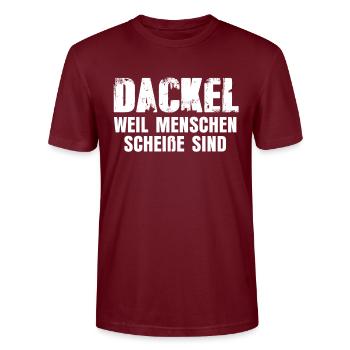 Hund Hunderasse - Stanley/Stella Unisex Bio-T-Shirt CRAFTER - Burgunderrot - Vorne - Alina (178cm) & Michal (187cm)