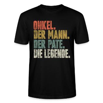 Patenonkel Onkel retro - Stanley/Stella Unisex Bio-T-Shirt CRAFTER - Schwarz - Vorne - Alina (178cm) & Michal (187cm)