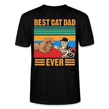 Best Cat Dad Ever - Stanley/Stella Unisex Bio-T-Shirt CRAFTER - Schwarz - Vorne - Alina (178cm) & Michal (187cm)