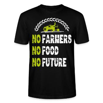 No Farmers No Food No Future - Stanley/Stella CRAFTER Unisex Organic T-Shirt - black - Front - Alina (178cm) & Michal (187cm)