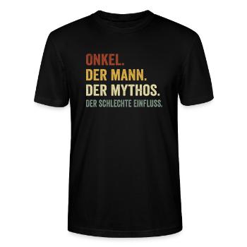 Onkel der Mann der Mythos der schlechte Einfluss - Stanley/Stella Unisex Bio-T-Shirt CRAFTER - Schwarz - Vorne - Alina (178cm) & Michal (187cm)