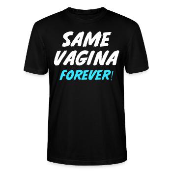 Same Vagina Forever Heirat Verlobung Hochzeitsfeie - Stanley/Stella Unisex Bio-T-Shirt CRAFTER - Schwarz - Vorne - Alina (178cm) & Michal (187cm)