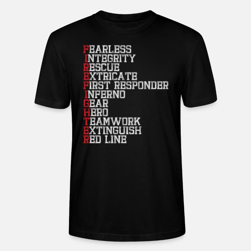 First Responder Firefighter Thin Red Line - Stanley/Stella Unisex Bio-T-Shirt CRAFTER - Schwarz