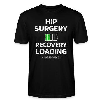 Hüftoperation Genesungsgeschenk Künstliche Hüfte - Stanley/Stella Unisex Bio-T-Shirt CRAFTER - Schwarz - Vorne - Alina (178cm) & Michal (187cm)