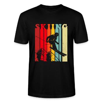 Skiën Wintersport Cadeau - Stanley/Stella Uniseks bio-T-shirt CRAFTER - zwart - Voor - Alina (178cm) & Michal (187cm)