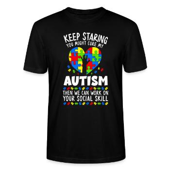 Autism Awareness - Stanley/Stella CRAFTER Unisex Organic T-Shirt - black - Front - Alina (178cm) & Michal (187cm)